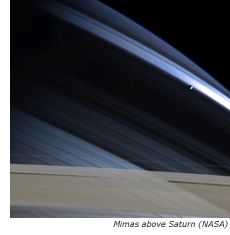 mimas above saturn