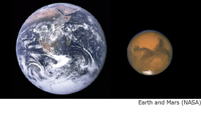 earth and mars